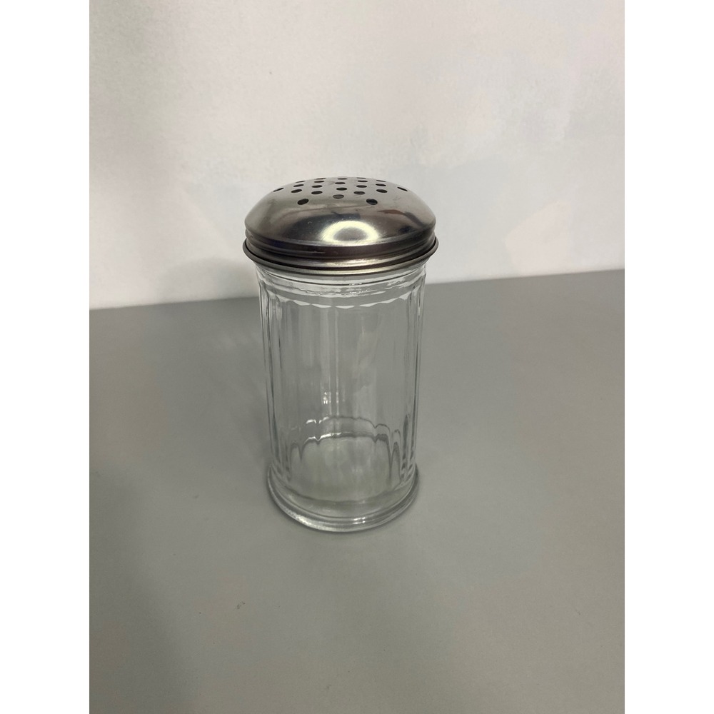 Clear Glass Sugar‎ Shaker Stainless Steel Lid Diner Kitchen Condiment Dispenser